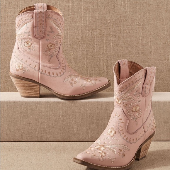 Anthropologie Dingo 1969 Primrose Leather Cowboy Boot Booties Sz 10 - Picture 1 of 9